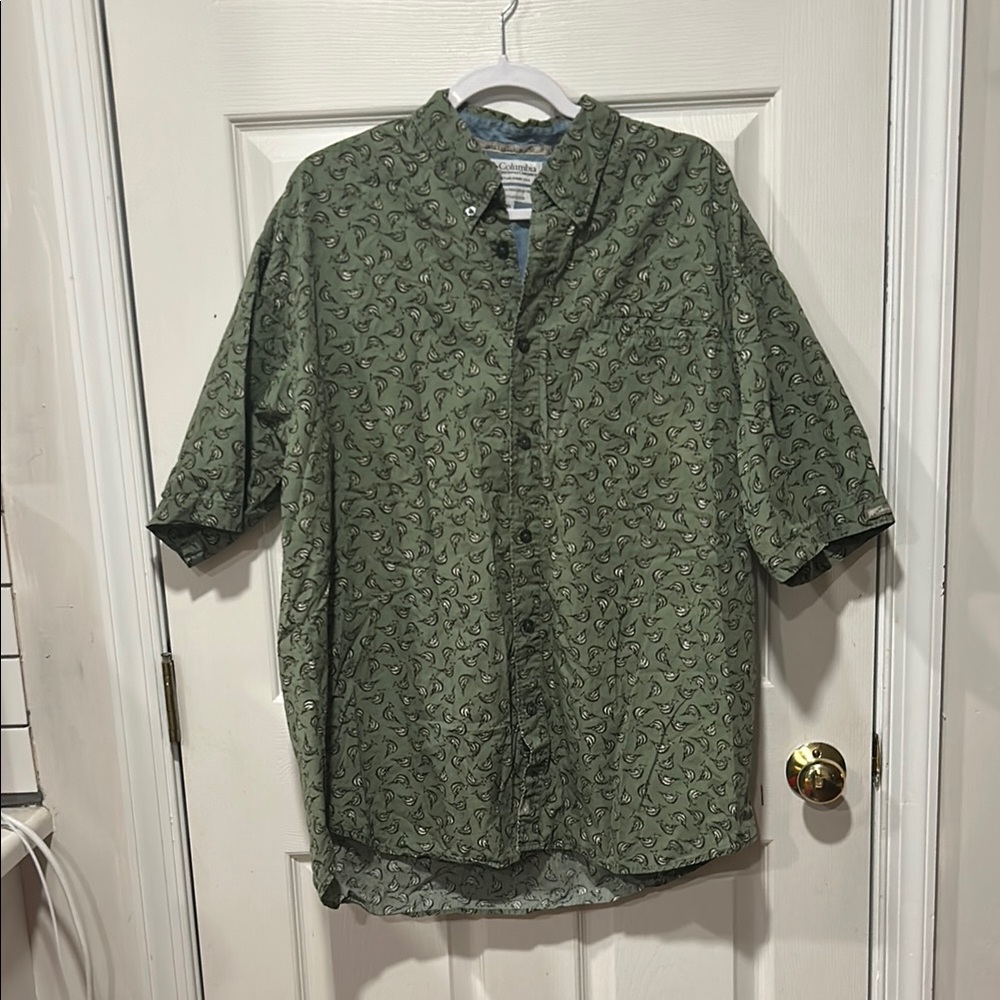 Columbia Green Casual Button Down Shirt Size XL